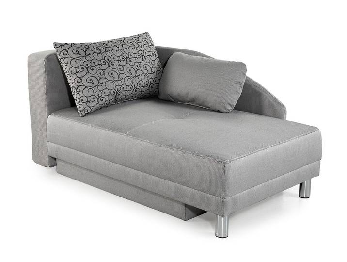 Récamiere-Schlafsofa Federkern Couch Liege Gästebett mit Bettkasten in Hellgrau / 15122