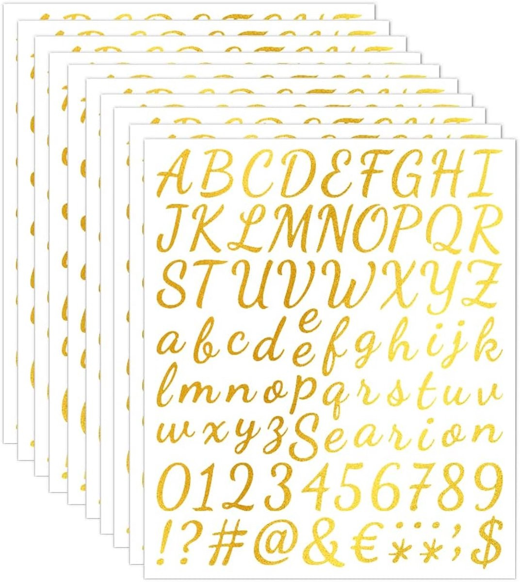 SnelShoppen Glitter Alphabet en Cijfer Stickers - 10 Bladen Zelfklevend Vinyl - Goud en Zwart