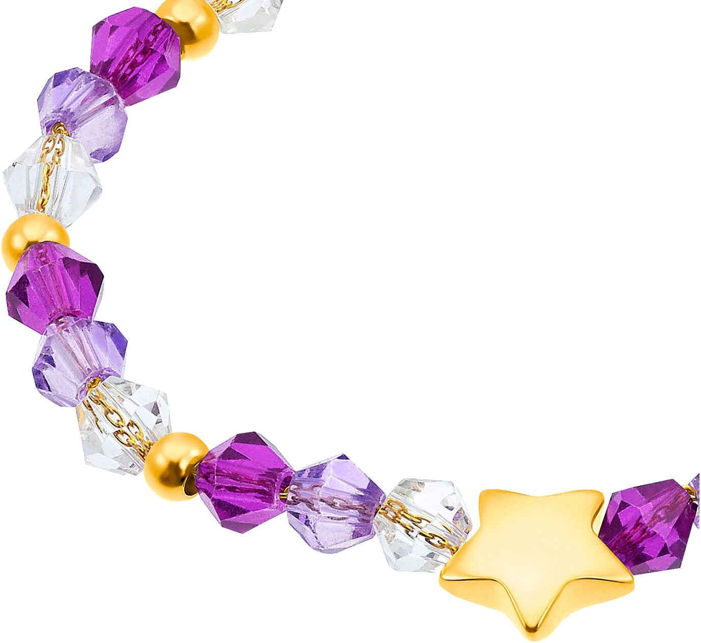 Armband PRINZESSIN LILLIFEE "2035302", lila (gelbgoldfarben, pink, lila, lila, pink, transparent), Armbänder, Kinder, 14cm, Edelstahl, Armband, mit Schmuckstein