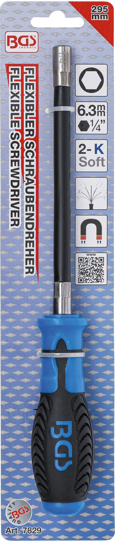BGS Bit-Schraubendreher für Bits mit flexiblem Schaft 7829, Abtrieb Innensechskant 6,3 mm (1/4") ; BGS technic)