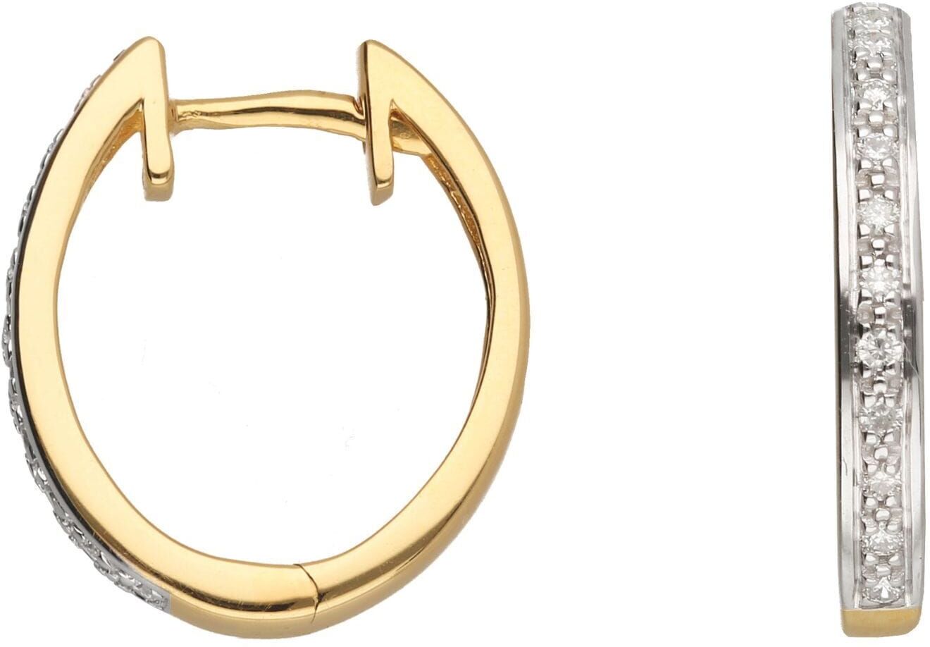 Paar Ohrhänger ADELIA´S "Damen 585 Gold Ohrringe Creolen mit Diamant Brillant", gold, Ohrringe, Damen, Damen, 0,07, Gold, mit Diamant / Brillant für Damen