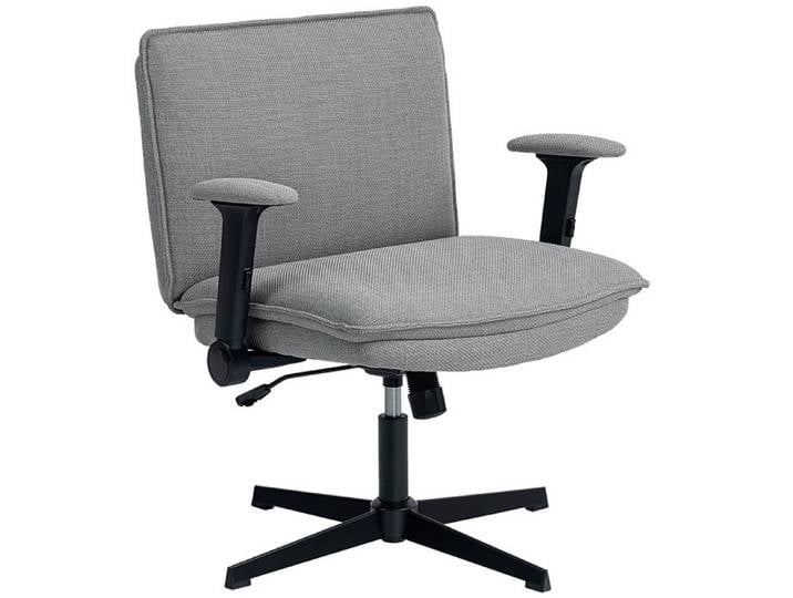 CollaHausse Chaise de Bureau Piètement Croisé Accoudoirs Abattables Sans Roulettes Pivotante Gris