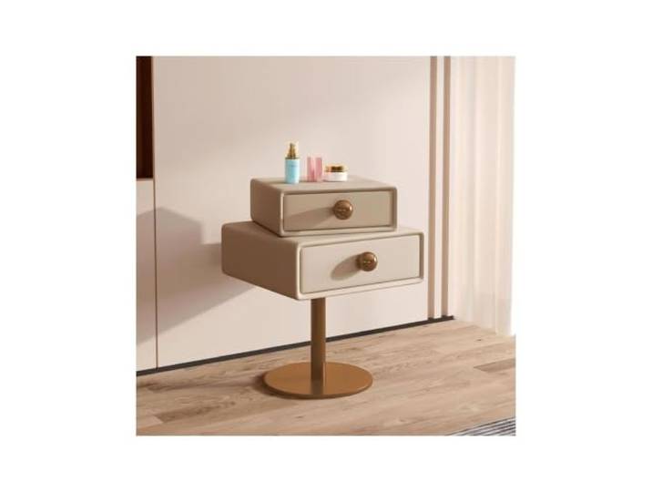 PQPQLI Schlichter Nachttisch Aus Holz Mit Schubladen Drehbarer Nachtschrank / Beistellschrank Fürs Schlafzimmer(Khaki,45x40x60cm)
