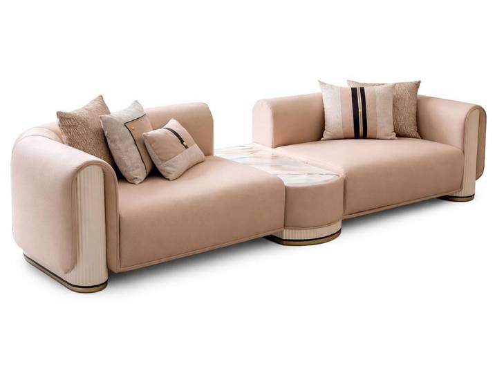 JVmoebel Big-Sofa Beiges 3-Sitzer-Sofa mit Tisch modernes bequemes Sofa, 1 Teile, Made in Europa