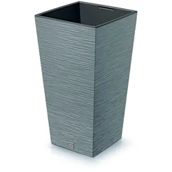 Prosperplast - Zementfarbener Blumentopf mit Reservoir, FURU-Kollektion - 20 x 20 x 38 cm, 5 L Fassungsvermögen