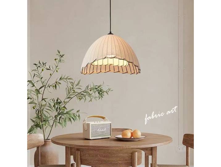 Lustre LED en forme de feuille de lotus en tissu rétro médiéval français, lampe créative pour salon, décoration de la maison
