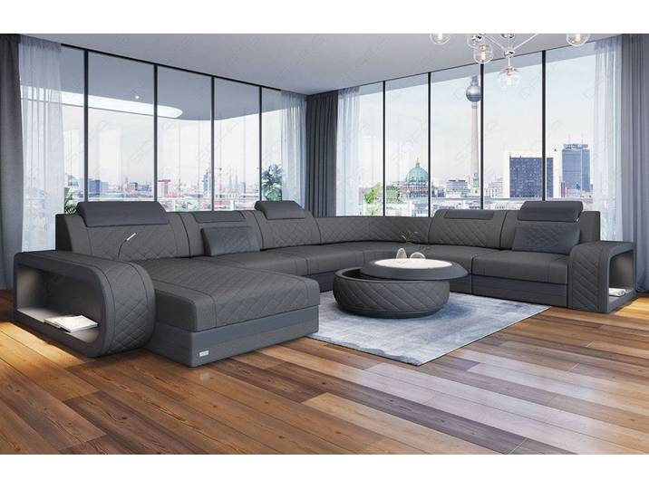 Wohnlandschaft Berlin XXL U-Form in Stoff