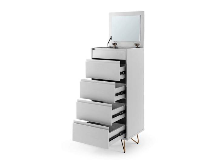 Livetastic Kommode, Weiß, Metall, 4 Schublade(n) Schubladen, 45x110x40 cm, stehend, aufklappbarer Spiegel, Wohnzimmer, Kommoden & Sideboards, Kommoden