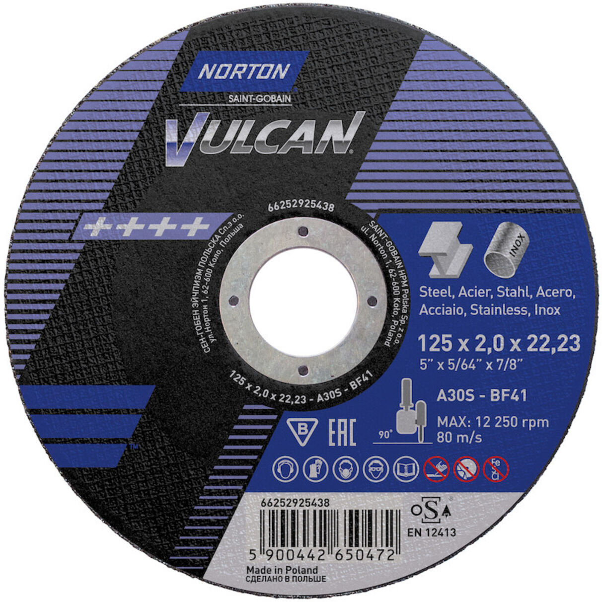 Norton Trennscheibe Vulcan Stahl/Inox gerade 125x2,0 ; Saint-Gobain (66252925438)