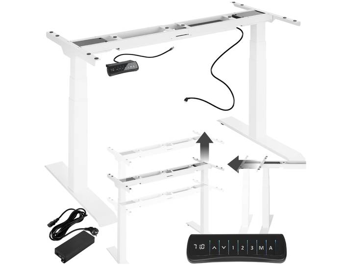 Tischgestell elektrisch höhenverstellbar Memory-Funkt. extra breit 110-190x68x58-123cm - weiß
