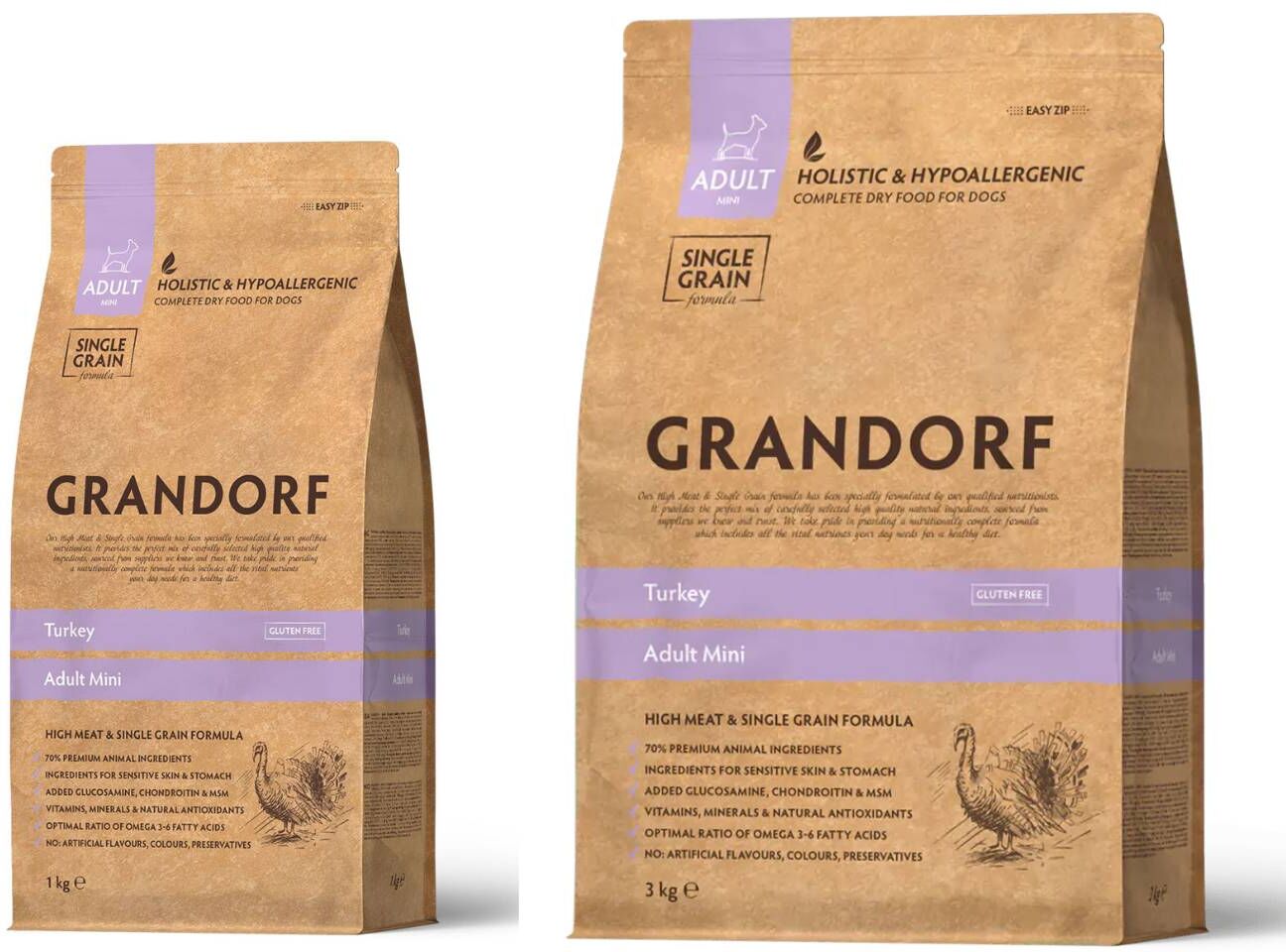 Grandorf Adult MINI Tacchino per Cani Adulti Taglia Piccola 1 Kg