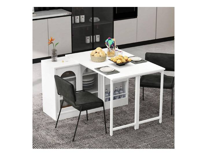 LuxusKollektion Esstisch Esstisch Klappbar Stauraum Schublade Ablagen Küche Weiß 121.5x76.7cm (1-St)