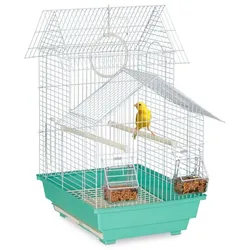 Relaxdays Vogelkäfig mit Spitzdach Hellblau,Türkis