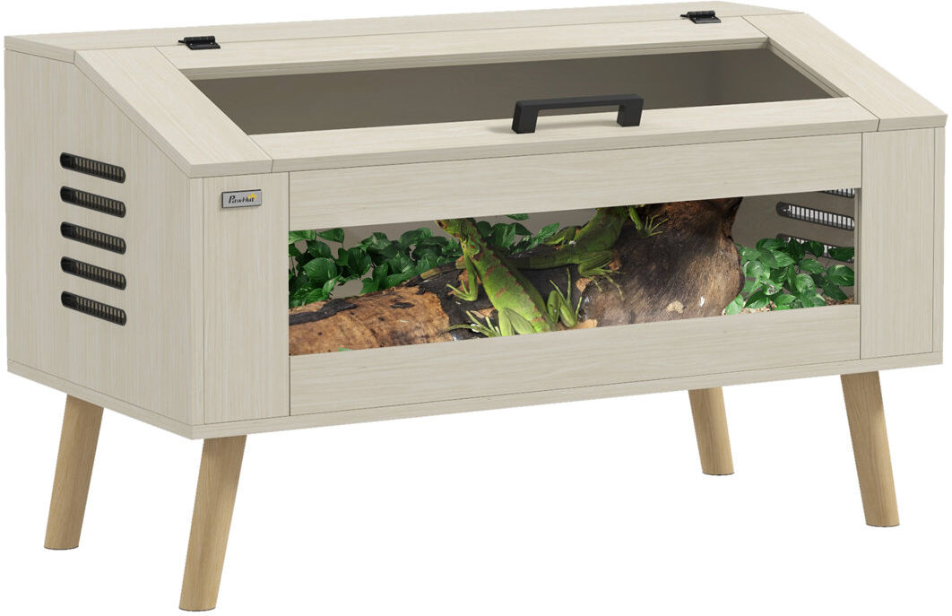 PawHut Reptile Terrarium Snake Vivarium with Tempered Glass Windows 60cm H x 100cm W x 50cm D