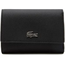 LACOSTE Damen Geldbörse - Compact Wallet, Kunstleder,11,5x22x1cm (HxLxB) Schwarz