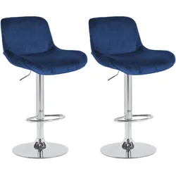 2er Set Barhocker Solon Chrom Samt