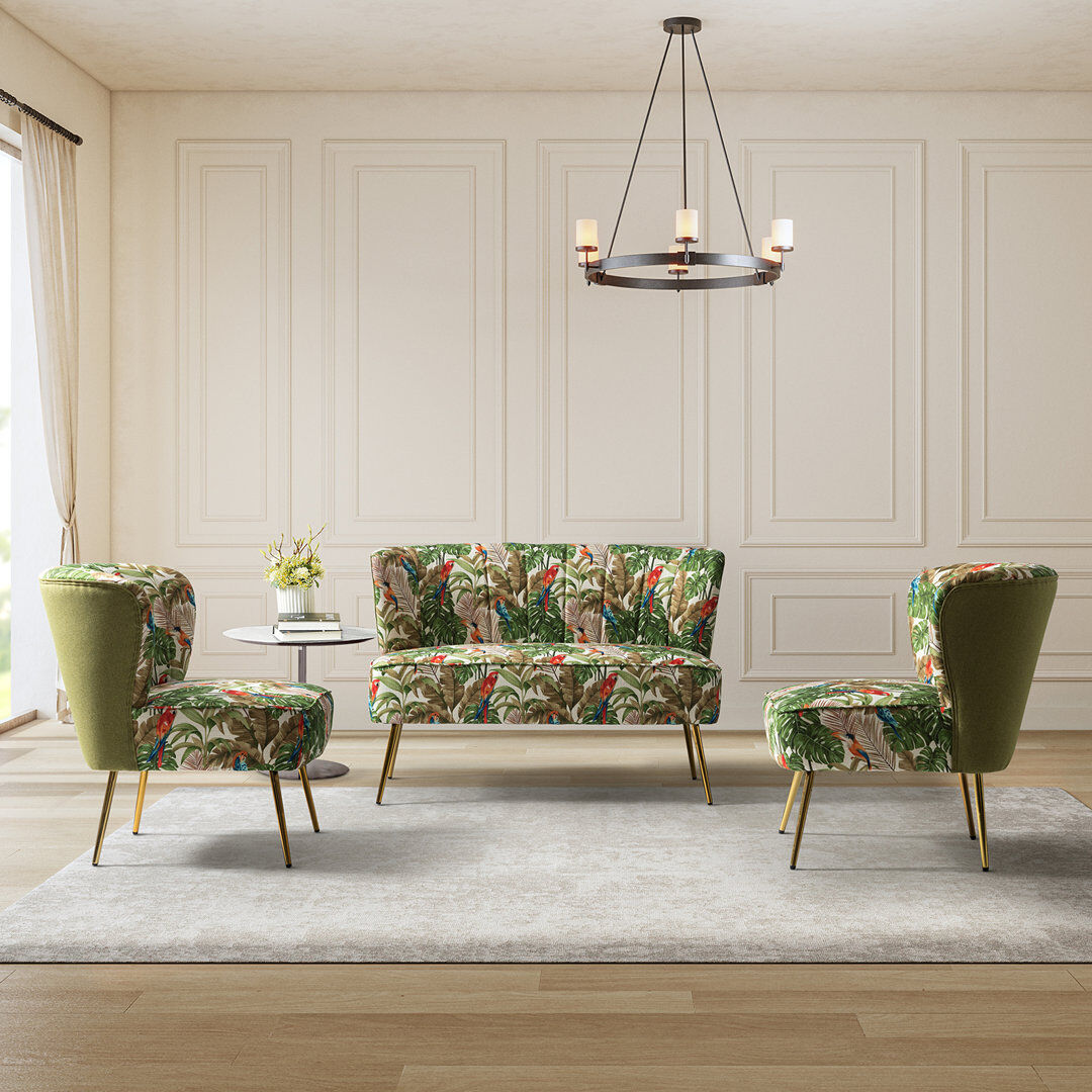 Fairmont Park 3 - Piece Living Room Set with 2 Seater Sofa and Armchair Green 3