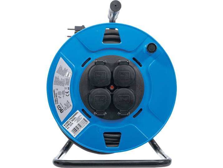 BGS Enrouleur de câble 50 m 3x1\,5 mm² 4 prises avec capuchon IP 44 3500 W - 3378