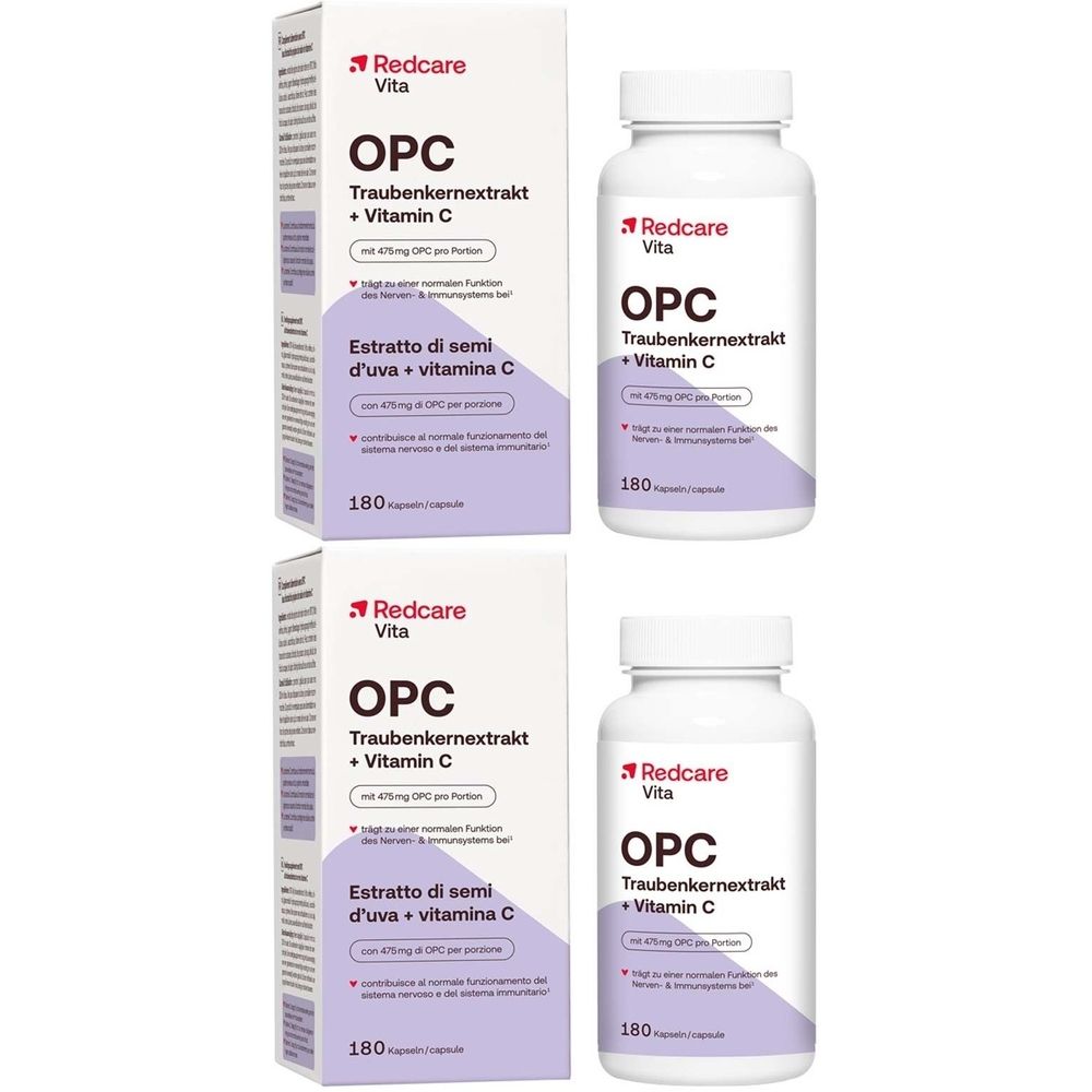 Redcare Vita OPC Traubenkernextrakt+ Vitamin C x2 2x180 St Kapseln