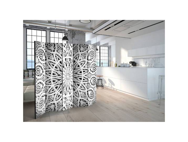 Paravent White Mandala Polaire Blanc 225 x 172 x 3cm