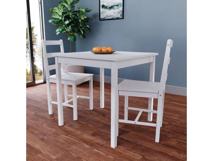 Ensemble table et chaises 2 places Yorkshire bois massif cuisine salle à manger blanc