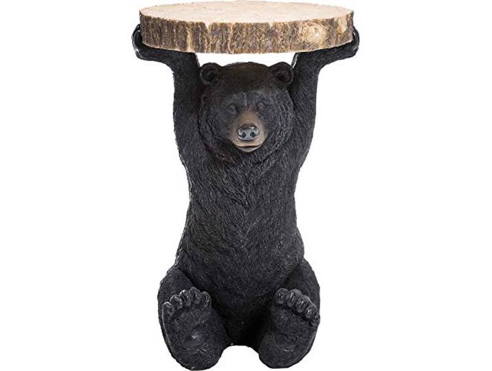 Kare Design Beistelltisch Bär, Schwarz, 33 cm Durchmesser Schwarzbär, bis 20 kg belastbar, runde Form, Beistelltisch, Couchtisch, Nachttisch, Tiermotiv, tierische Deko, Wohnzimmer