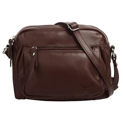 Umhängetasche SAMANTHA LOOK "SAMANTHA LOOK Damen echt Leder", Damen, Gr. B/H/T: 23cm x 18cm x 5cm onesize, braun, Leder, unifarben, Taschen Umhängetasche, echt Leder