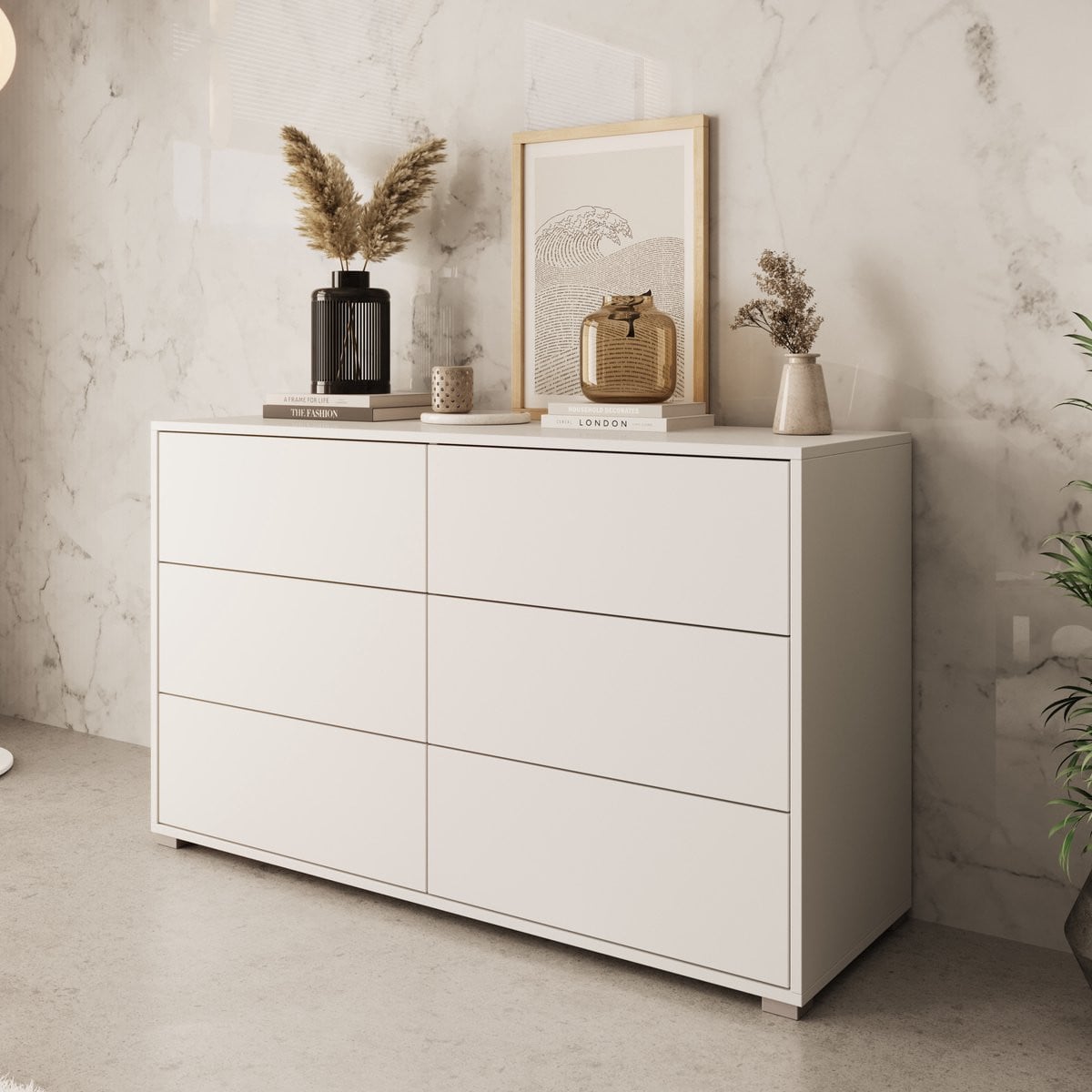 Meubella Gideon Ladekast - Wit - Breedte: 120 cm