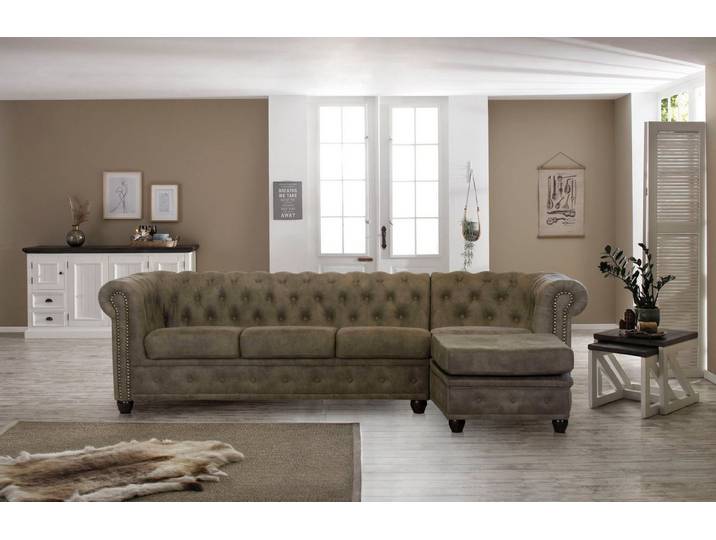 Home affaire Chesterfield-Sofa Rysum L-Form, Chesterfield-Optik mit Ottomanen-Abschluß