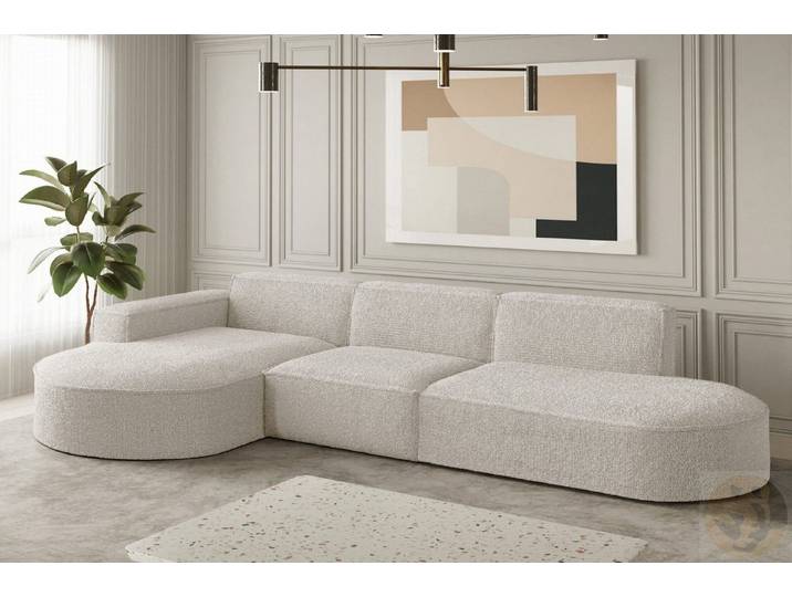 Friderik-EU Ecksofa PARMA L Couch Moderner Minimalismus 296x165cm, gepolsterte Rückseite