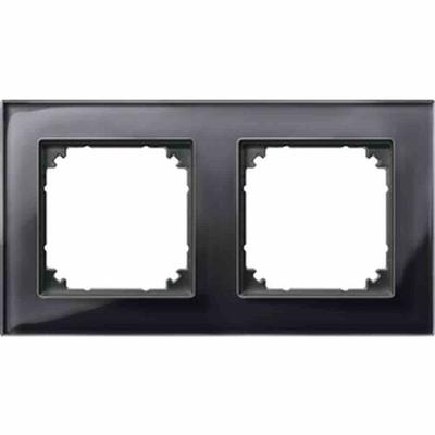 Merten M-PLAN Rahmen, 2f, onyxschwarz, glänzend, Glas, geeignet für Geräteeinbaukanal, geeignet für Unterputz-Installation