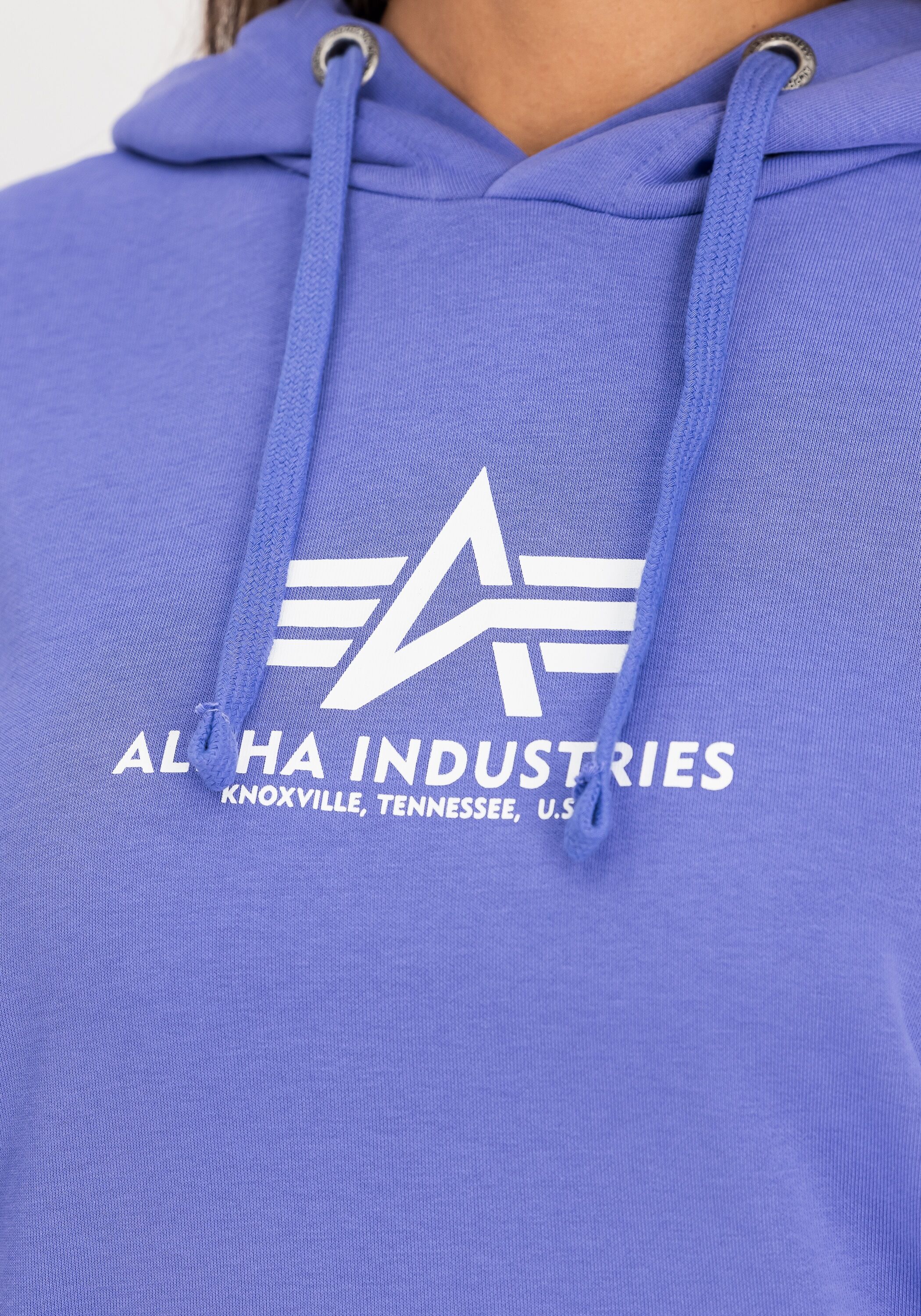 Hoodie ALPHA INDUSTRIES "New Basic Hoodie BL W", Damen, Gr. XS, lila (electric violet), Obermaterial: 80% Baumwolle, 20% Polyester, regular fit, Sweatshirts Hoodie electric violet XS
