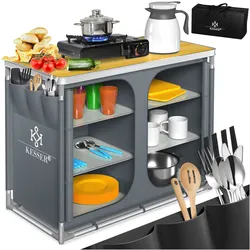 KESSER® Campingküche inkl. Tragetasche Mobile Outdoor Küche mit Aluminiumgestell Campingschrank Küchenbox Faltbare Reiseküche für Camping und Outdoor Modell wählbar