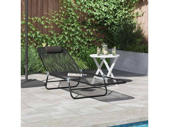 vidaXL Klappbare Sonnenliege Schwarz 182 x 55 x 85,5 cm Textilene
