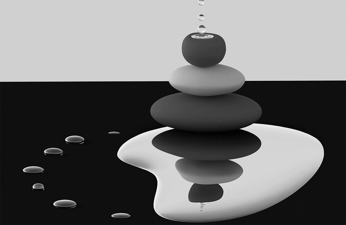 Fototapete PAPERMOON "Photo-Art ANTONYUS BUNJAMIN (ABE), BALANCE STEINE", bunt, B:2m L:1,49m, Vlies, Tapeten, Fototapete bunt B/L: 2m x 1,49m, Bahnen: 4 Stk.