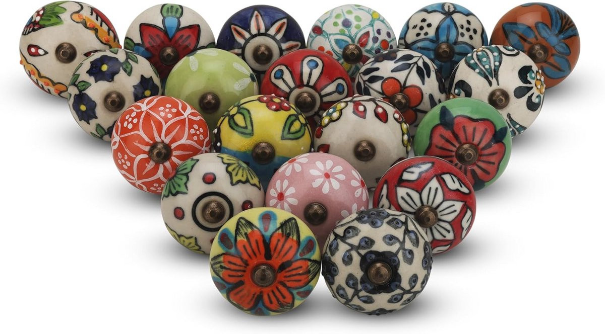 Multicolor Keramische Ladeknoppen voor Decoratie - Set van 6
