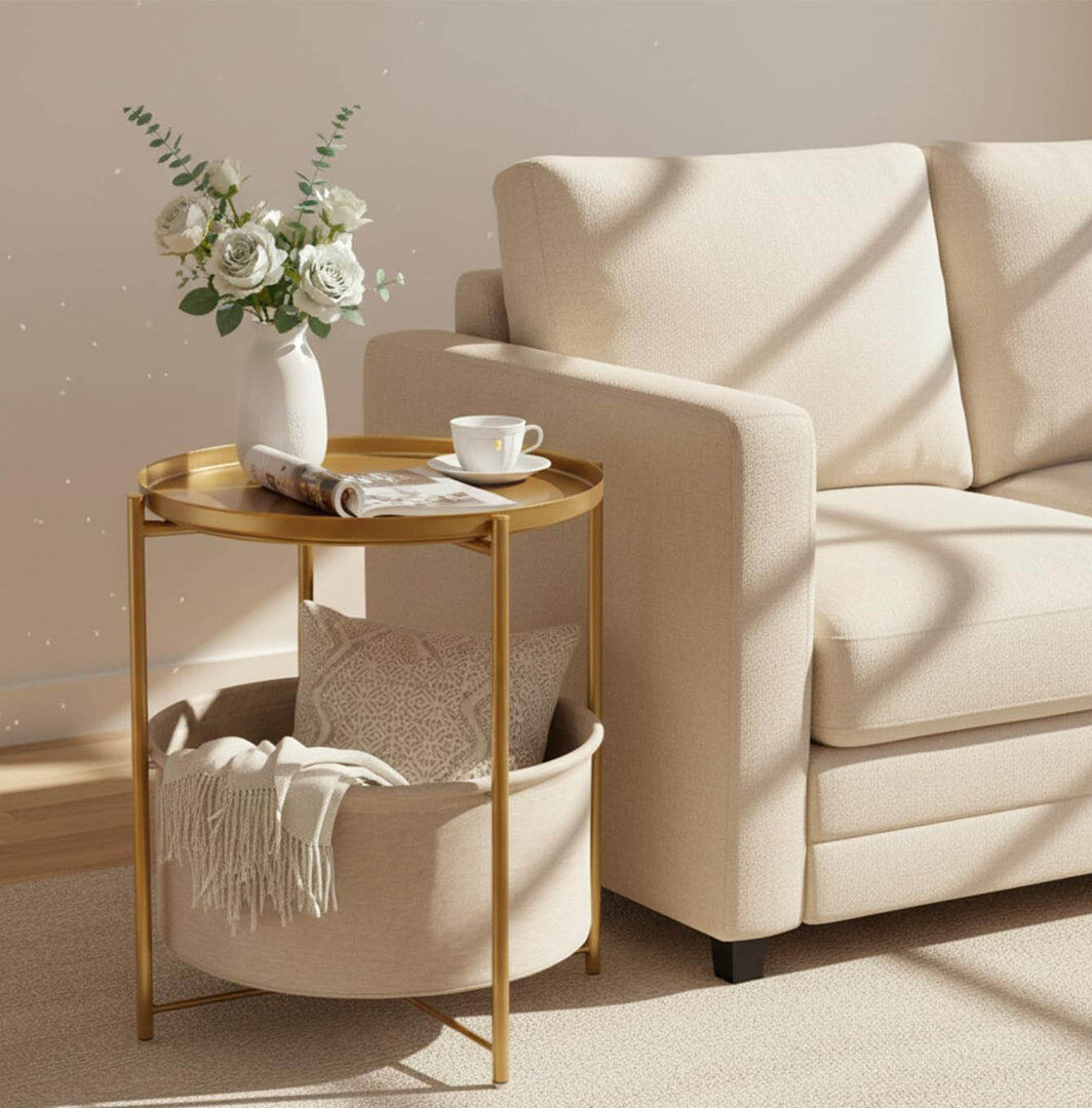 Brayden Studio End Table Gold 52cm H X 45cm W X 45cm D