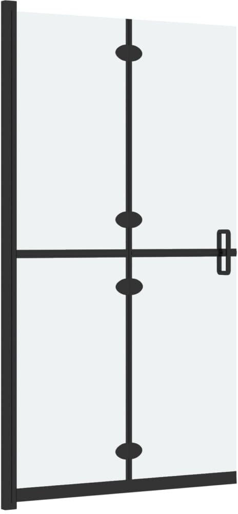 Belfry Bathroom Mckissick Folding / Bi-Fold Semi-Frameless Tub Door with Frosted Glass Black 190cm H x 100cm W