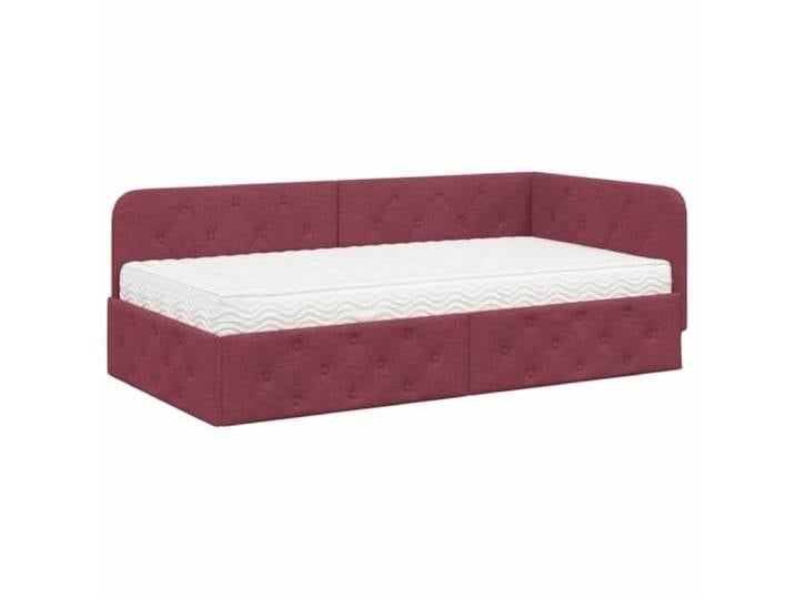 PUGYNBK Eck-Bettgestell, Stoff, weinrot, 90 x 190 cm Ausziehbares Schlafsofa, atmungsaktives Polyester, wendbares Kopfteil, Schaumstoffmatratze inklusive