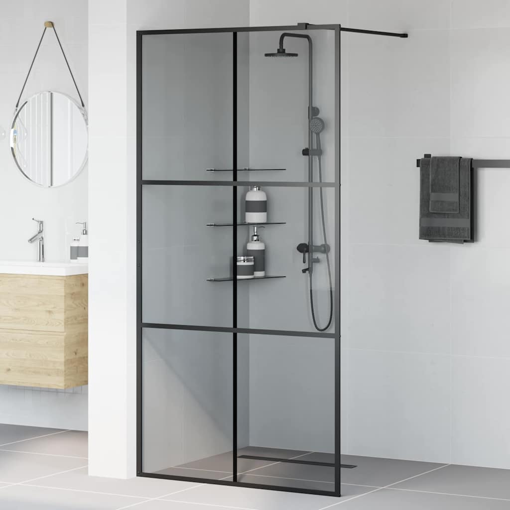 vidaXL Mur de Douche à L'Italienne Noir 100 x 195 cm verre trempé