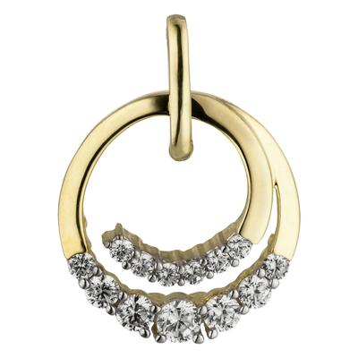 Kettenanhänger JOBO "Anhänger rund Goldanhänger 19 mm", gelbgold 333, weiß, Schmuckanhänger, Damen, Gelbgold 333, Kettenanhänger, 333 Gold mit 13 Zirkonia