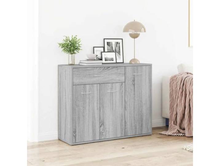 HEFZGDB Praktisches Sideboard Grau Sonoma 88x30x70 cm Holzwerkstoff mit Stabiler Oberplatte als modernes Sideboard zur Aufbewahrung Multimedia mit Schublade und Türen für Stauraum