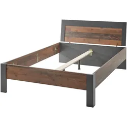 BETT Old Used Wood Shabby Design mit grau, Einzelbett, Liegefläche 140 x 200 cm
