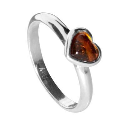 Fingerring OSTSEE-SCHMUCK "- Herz - Silber 925/000 - Bernstein" Gr. 48, silber (silber 925, silberfarben, weiß), Fingerringe, Damen, 48, Fingerring