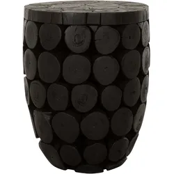 Beistelltisch Cone aus Teakholz, massives Design, rund, schwarz, Ø 36 cm, geölte Oberfläche