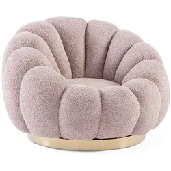 Drehsessel Florel aus Boucle-Stoff, modern und gepolstert, Altrosa, goldenes Mittelfuß-Gestell