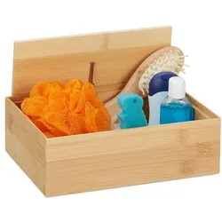Relaxdays Aufbewahrungsbox mit Deckel Hellbraun