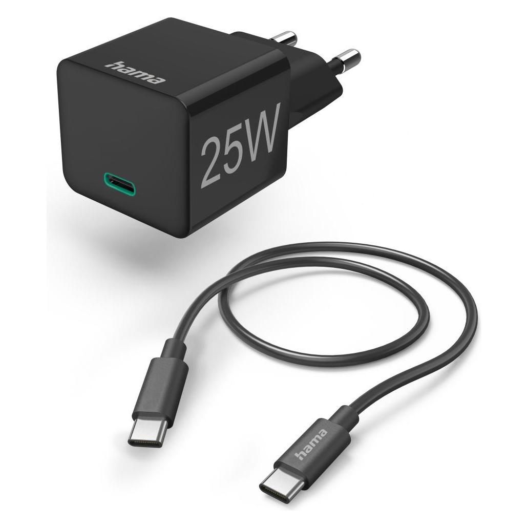Hama Mini-Ladeset, USB-C, 25 Watt PD, Schwarz (25 W, 1 Port) (00201623)