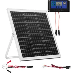 VEVOR 12V Monokristallines Solarpanel-Kit 20W, Batterieladegerät mit intelligentem MPPT-Controller & verstellbarer Halterung, IP67 wasserdicht für Auto, Boot, Wohnmobil, Motorradanhänger