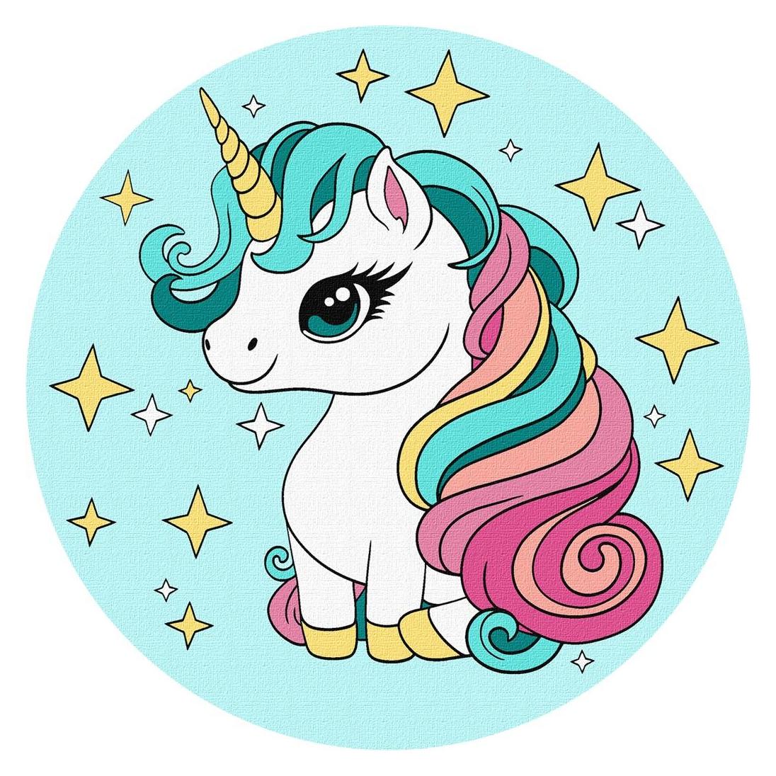 Ideyka Malen nach Zahlen - Kleines Einhorn rund 19 cm (KHO-R1042)